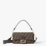FENDI Baguette® Tobacco brown FF jacquard fabric bag
